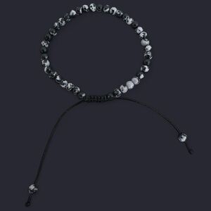 Snowflake Obsidian Adjustable Gemstone Bead Bracelet 4mm